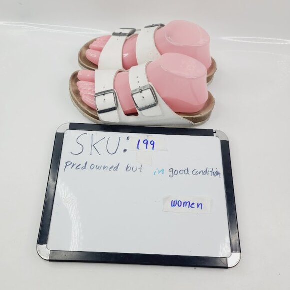 Birkenstock Women's White Arizona Birko-Flor Leather Classic Slide Sandal Size 6 - Picture 7 of 7